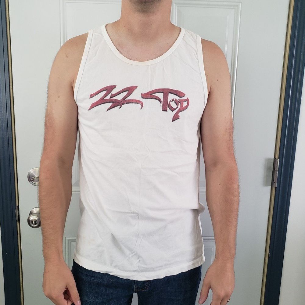 90s ZZ Top White Tank